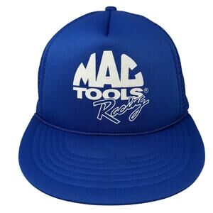 Mac Tools Racing Snapback Trucker Hat Blue One Size Rope Mesh Back Sportsmon